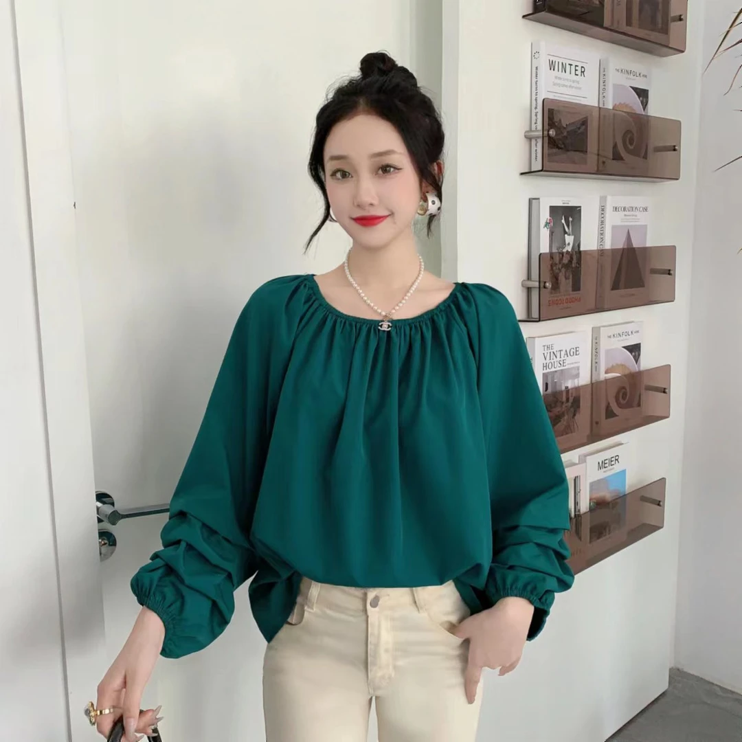 【款号501-799#】女装百搭圆春秋冬装季大码宽松上衣时尚长袖荷叶边