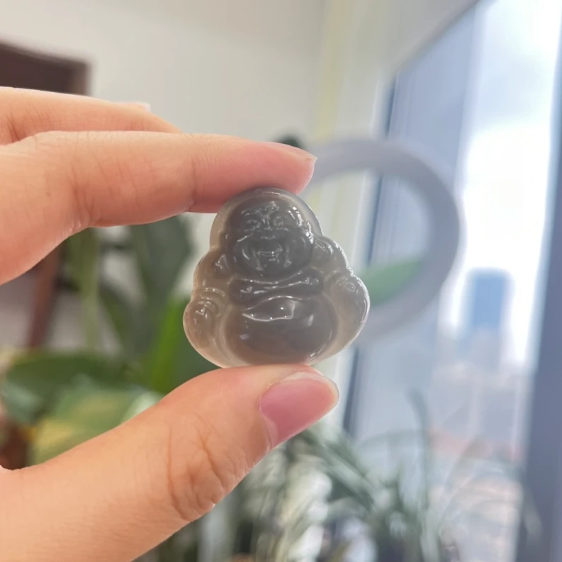 和田玉烟紫佛公吊坠-826160