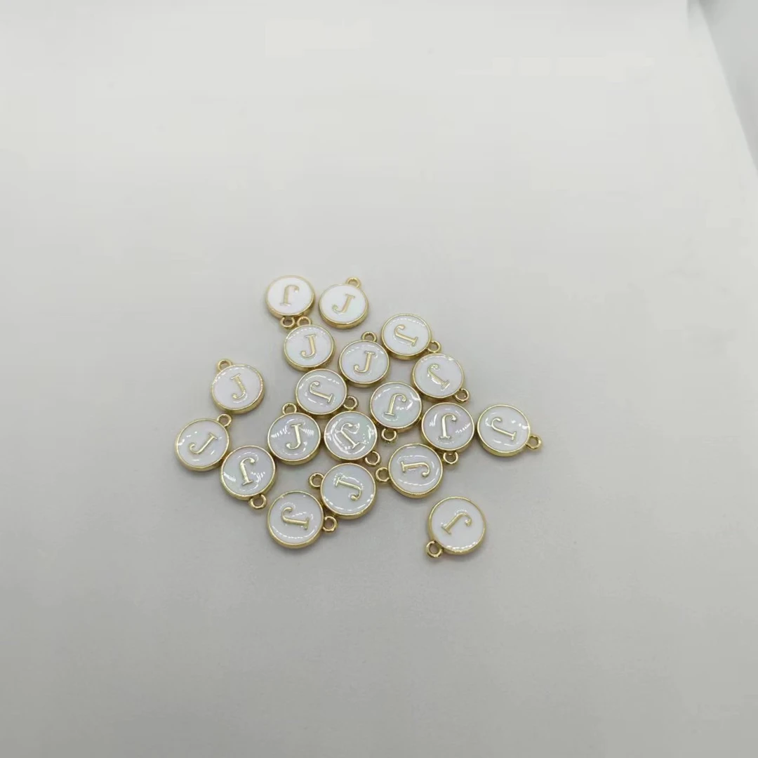 合金吊坠 白色滴油英文26字母时尚吊坠DIY手链项链饰品配件 手工
