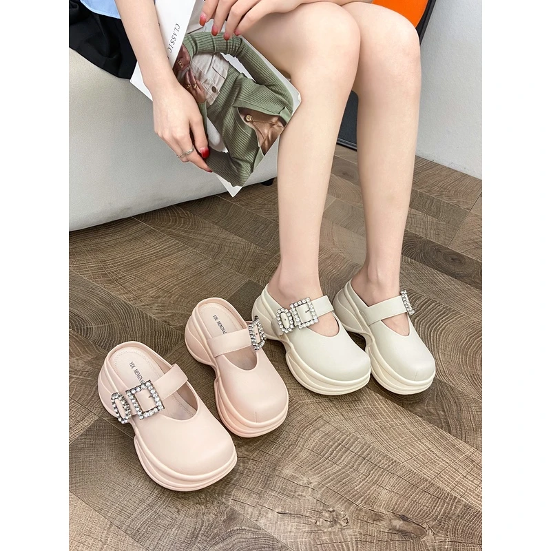 【蒙娜丽莎】新款休闲舒适厚底包头半拖鞋女软底时尚凉拖鞋  311-5