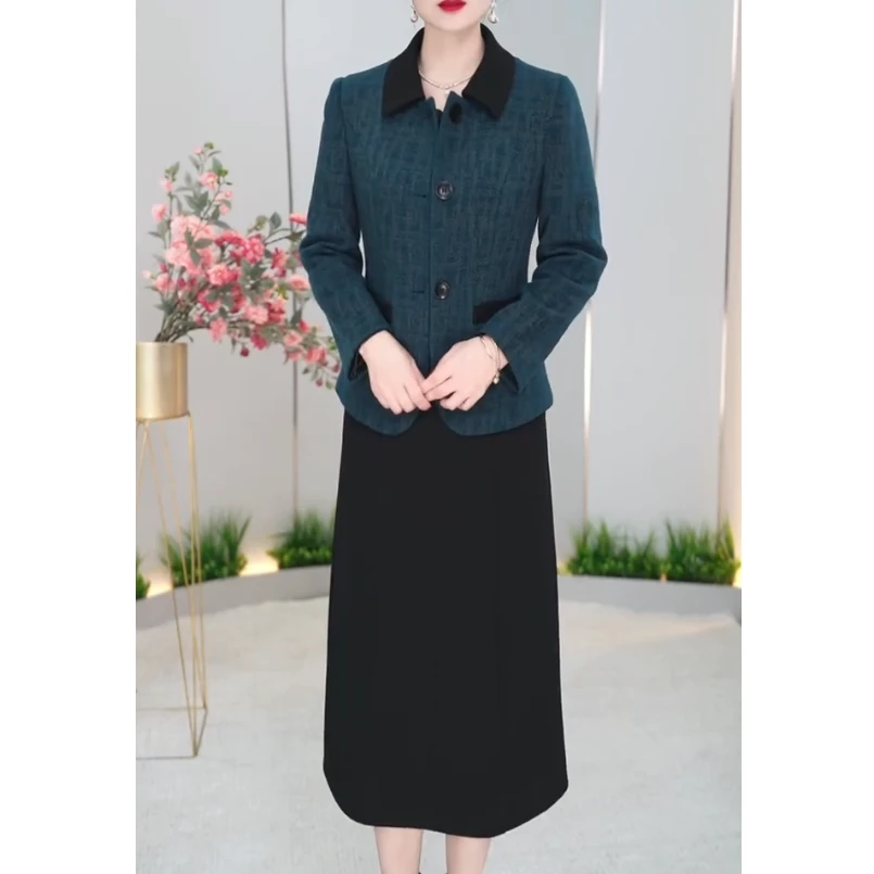 [两件套]秋季精品改良气质妈妈装轻奢国风显瘦遮肉-2232-1