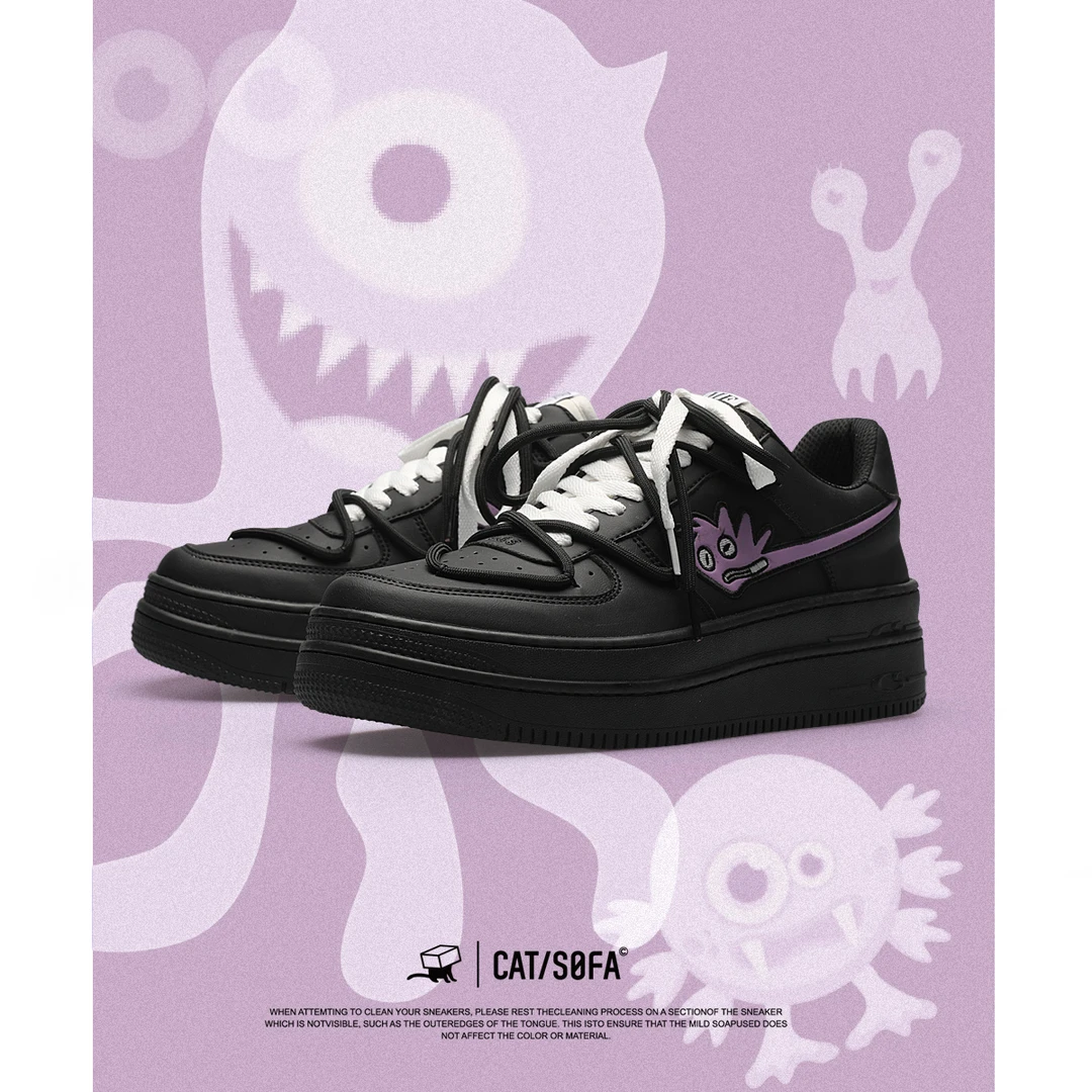 猫与沙发 男鞋小白鞋男百搭双层底小怪兽板鞋透气厚底国潮运动鞋