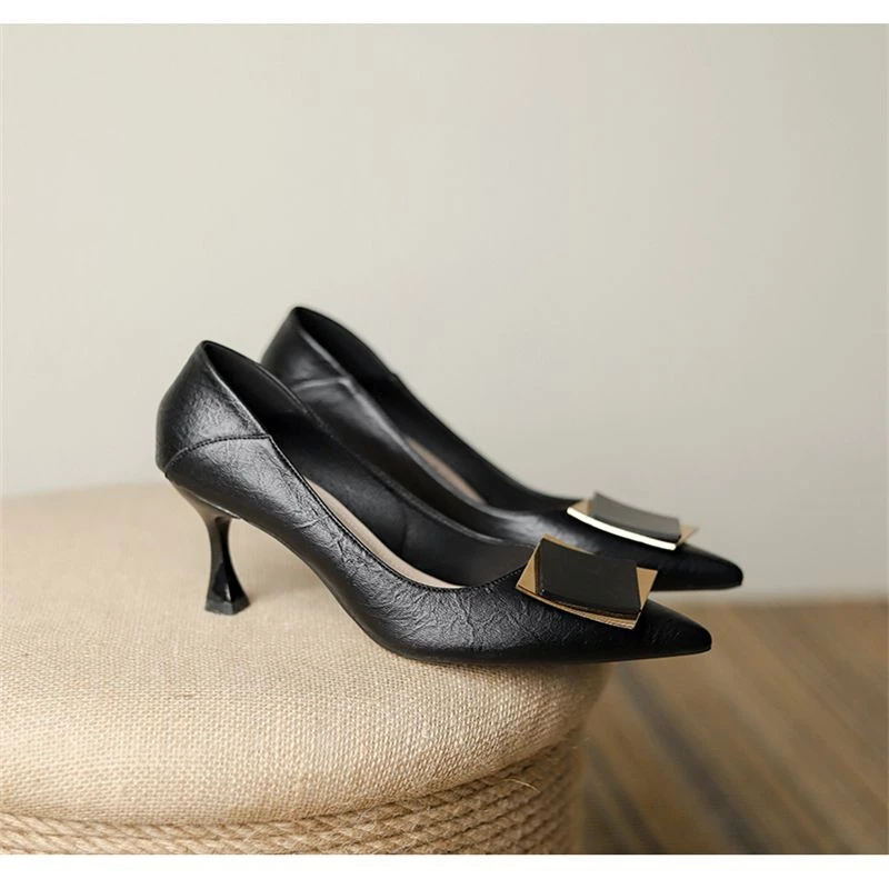 黑色高跟鞋女2025年新款气质设计感细跟法式舒适不累脚职业单鞋春