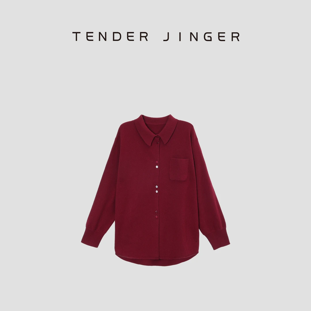 Tender Jinger【专柜】女士时尚百搭宽松翻领针织开衫T43BBS77787