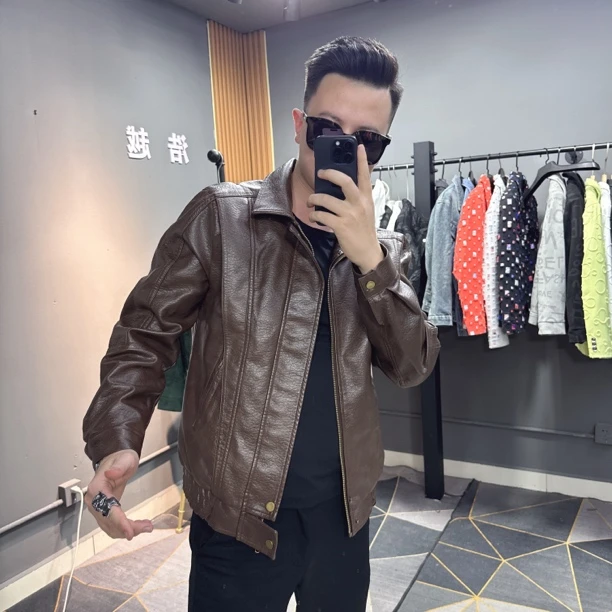 春秋季皮衣男士2024新款韩版潮流青年冬装短款外套休闲机车皮夹克
