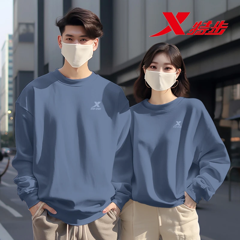 特步卫衣男女同款情侣秋冬官方旗舰正品百搭长袖宽松圆领套头上衣