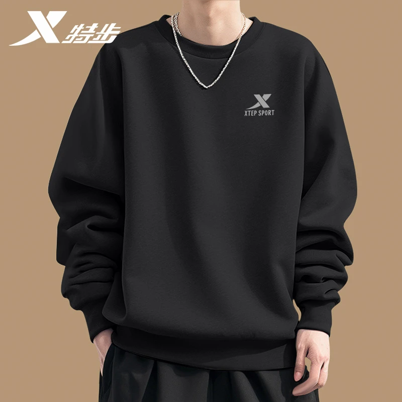 特步卫衣男装2025冬季新款官方旗舰长袖体恤秋冬男士圆领运动上衣