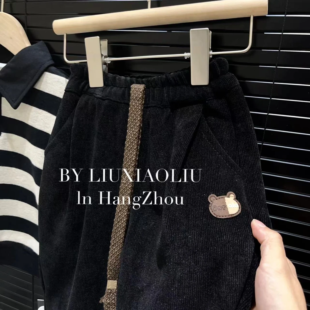 BY LIUXIAOLIU【软萌小熊】韩版设计师款秋冬季加绒儿童休闲裤6157