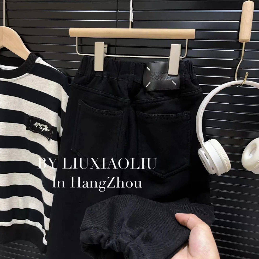 BY LIUXIAOLIU【伦敦旧事】韩版潮流秋冬季儿童加绒休闲卫裤6004