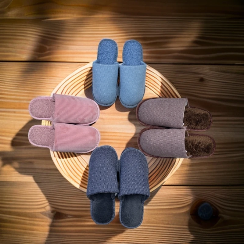 冬季保暖棉麻柔软舒适透气防滑耐磨防臭地板拖情侣毛绒面拖鞋