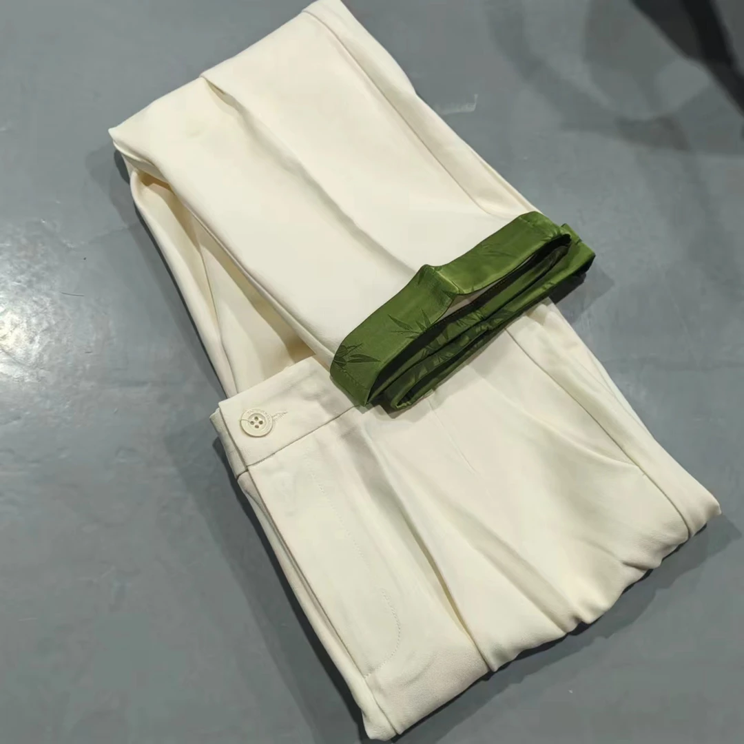 297号【南油玲姐】白色小脚裤裤脚卷边薄款休闲裤8805