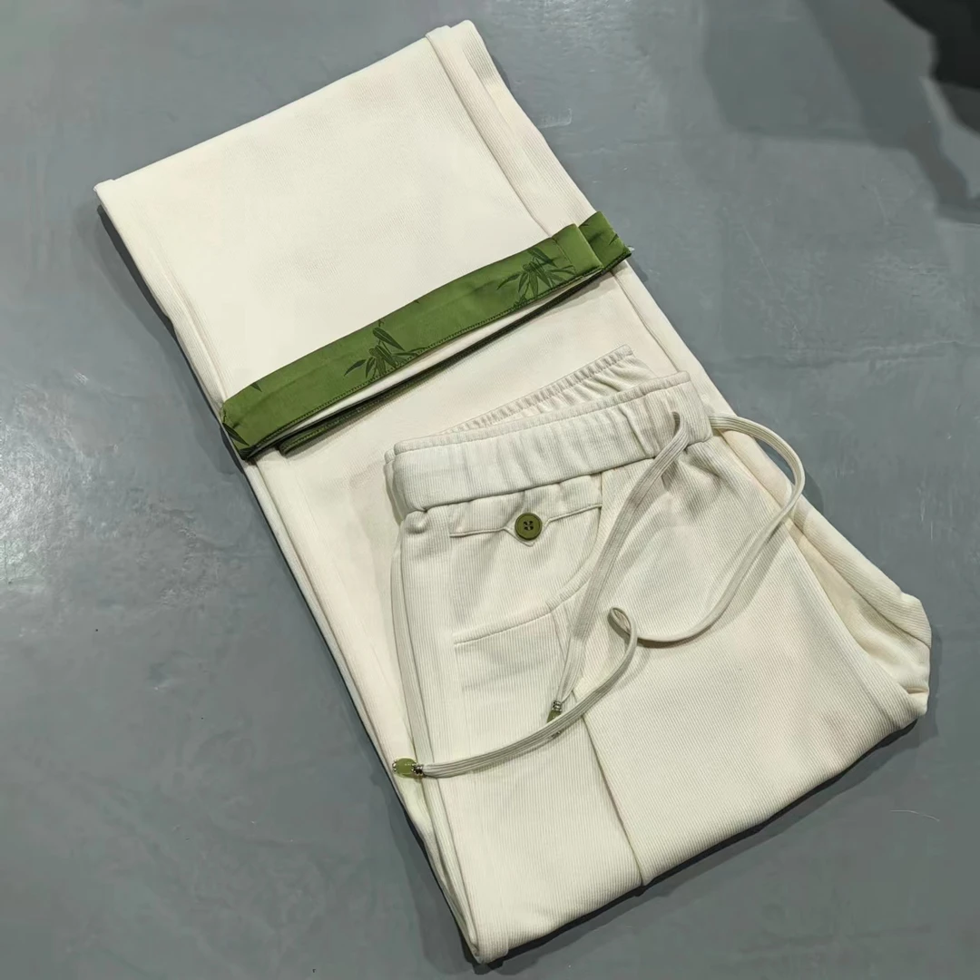 156号【南油玲姐】白色裤脚卷边薄款休闲裤8807