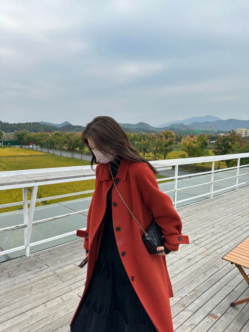 【唐小木】人间烟火羊毛大衣 韩版时尚百搭气质宽松双面纯色秋冬