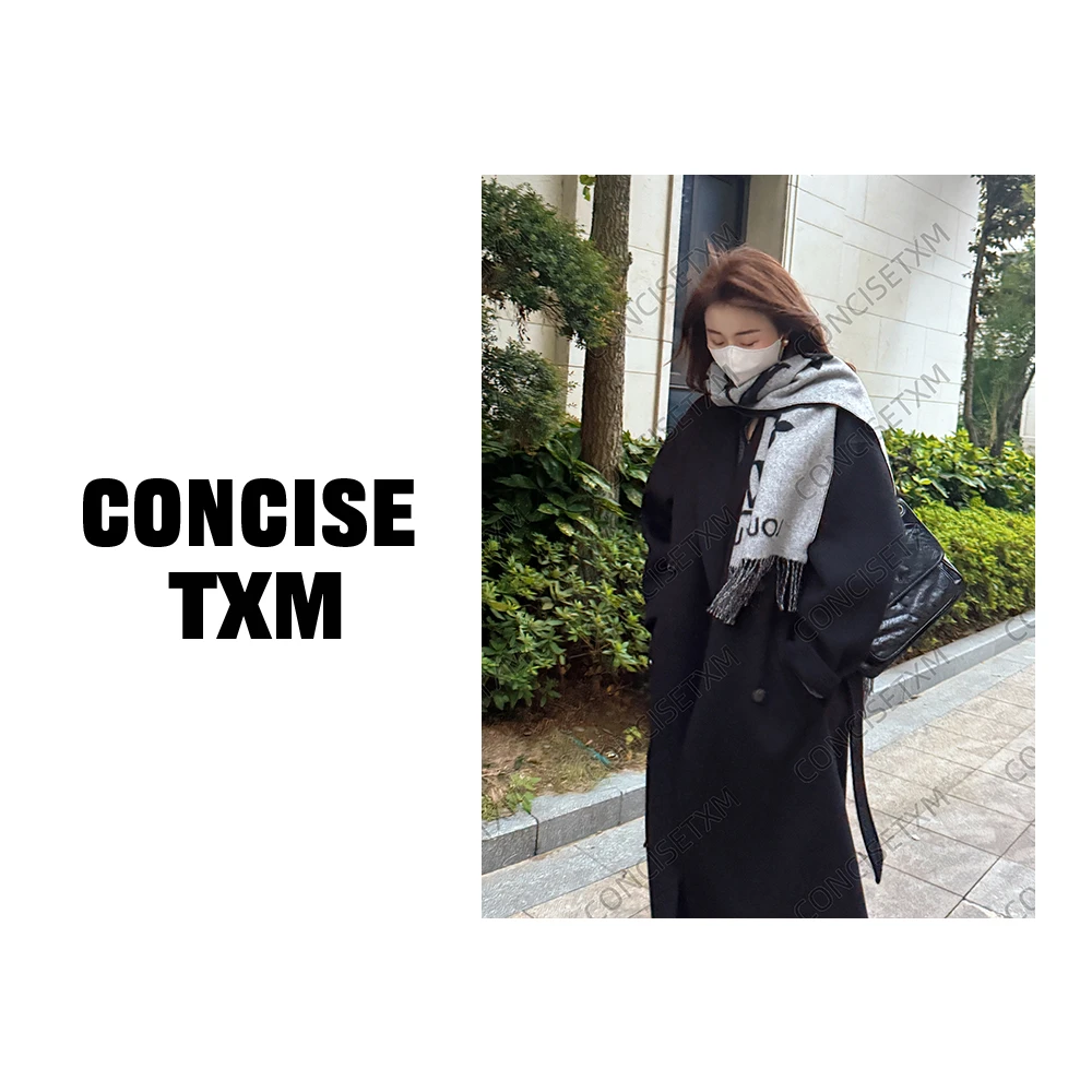 【唐小木】遇见 秋冬简约百搭长款保暖经典双面呢绵羊毛大衣 DY0509