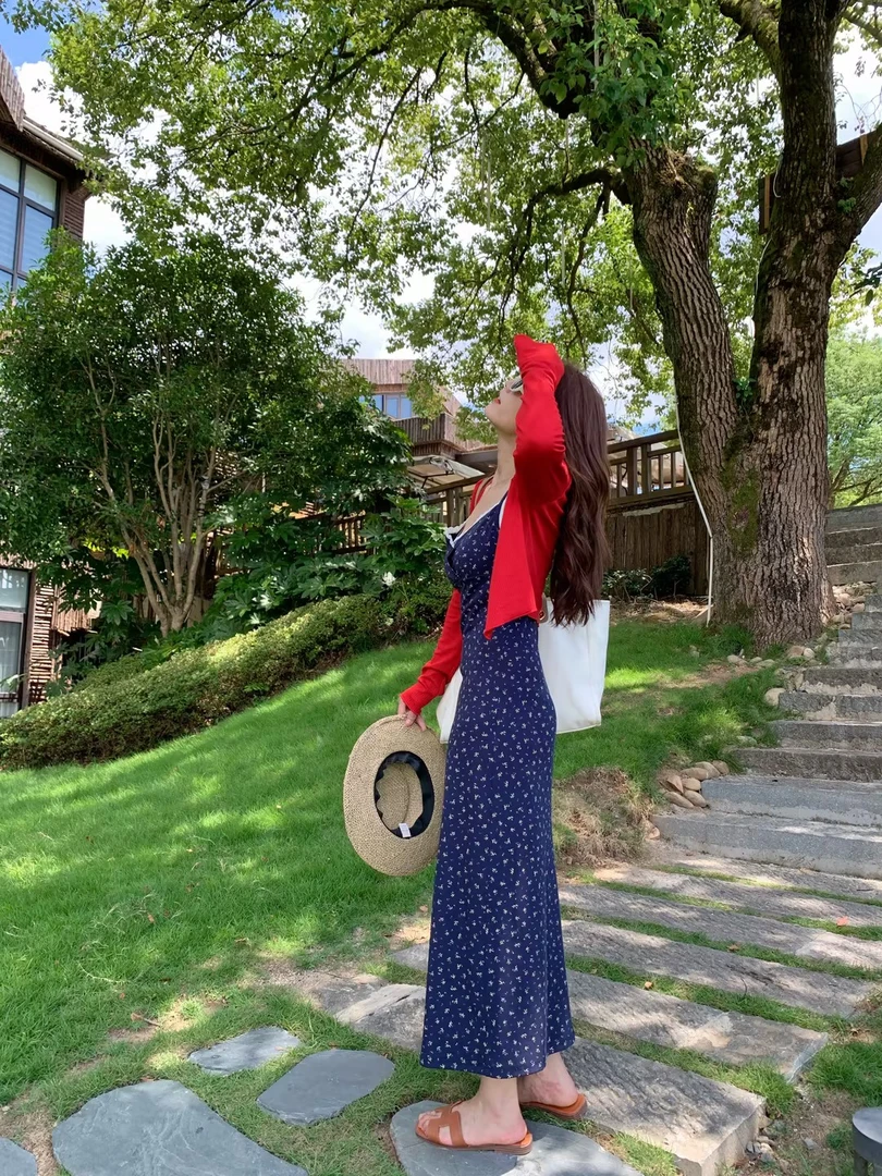 【唐小木】夏季法式秋冬印花吊带裙 T0553-L