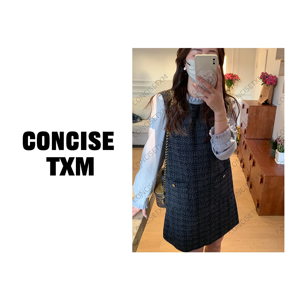 【唐小木】 秋季新款优雅大气小香风背心裙  L0686