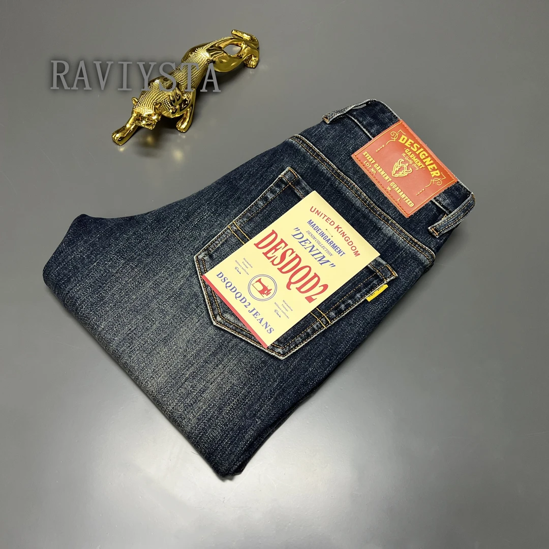 RAVIYSTA秋季新款男士牛仔裤复古小直筒帅气休闲百搭潮牛仔长裤