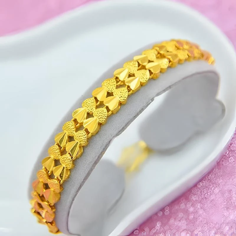 铜合金手链 【心心相印手链精工版】女士气质时尚百搭精美轻奢手链