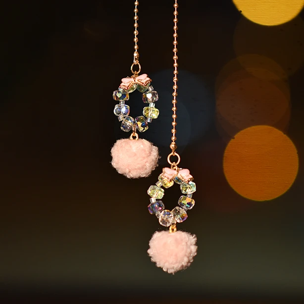 【可爱毛球】水晶汽车挂件车内吊饰网红车载车上后视镜挂饰品女