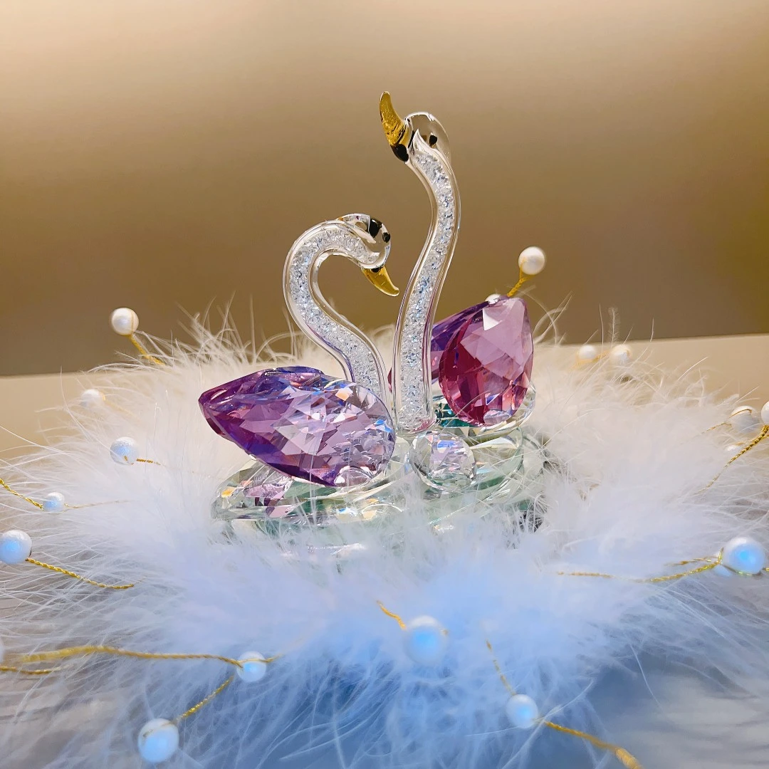 【天鹅之恋】水晶天鹅车载摆件中控台装饰圆形简约高级感车载好物