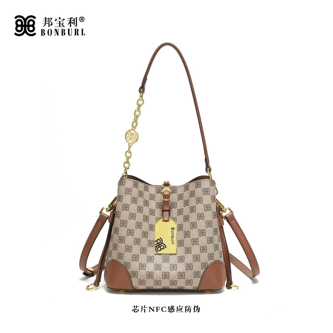 Bonburl/邦宝利女士新款潮流时尚百搭水桶包单肩斜挎包6001