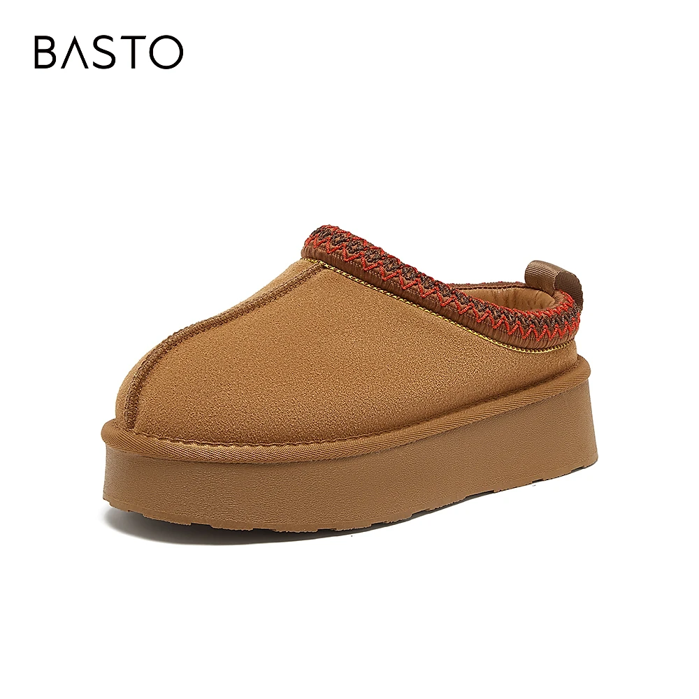 百思图2024冬季新款简约户外休闲雪地靴厚底圆头女短靴L6728DM4