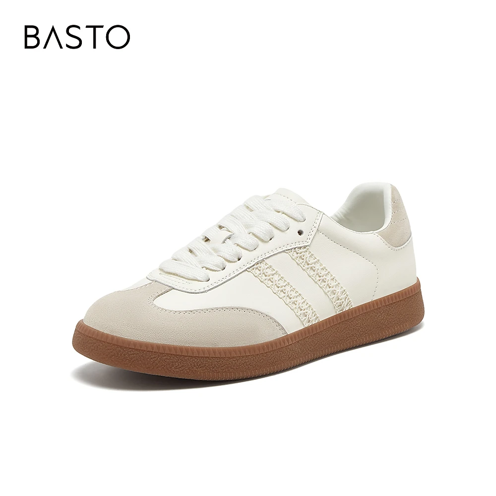 百思图2024秋季新款简约复古户外运动德训鞋平跟女休闲鞋BG303CM4