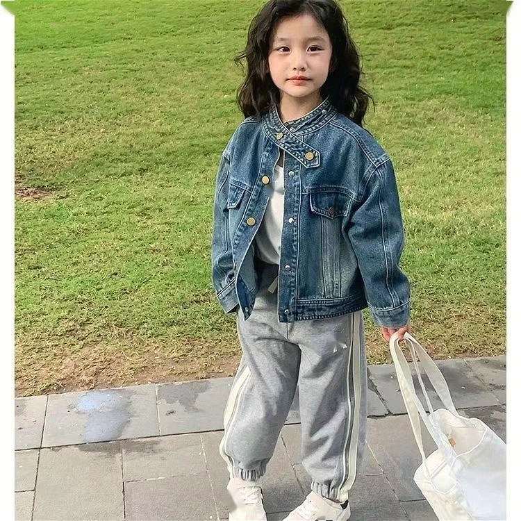 2024新款儿童牛仔外套春秋痞帅女童秋季炸街上衣中大童休闲夹克潮