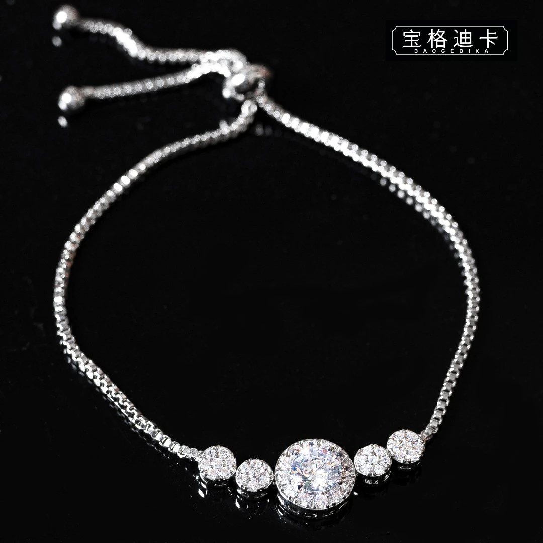 合金合成锆石手链 经典4克拉合成立方氧化锆设计手链X