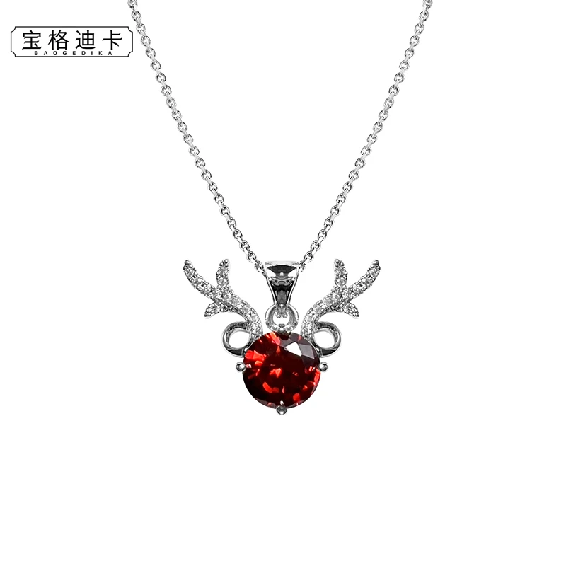 宝格迪卡 钛钢项链 经典2克拉设计师一鹿有你红色吊坠m