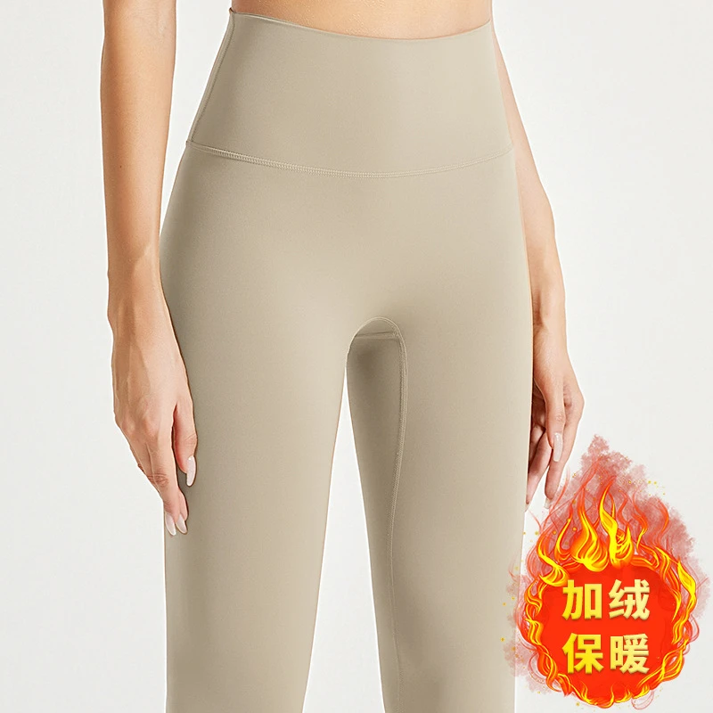 加绒加厚无尴尬线欧美健身服女一体式连体紧身无痕显瘦提臀瑜伽裤