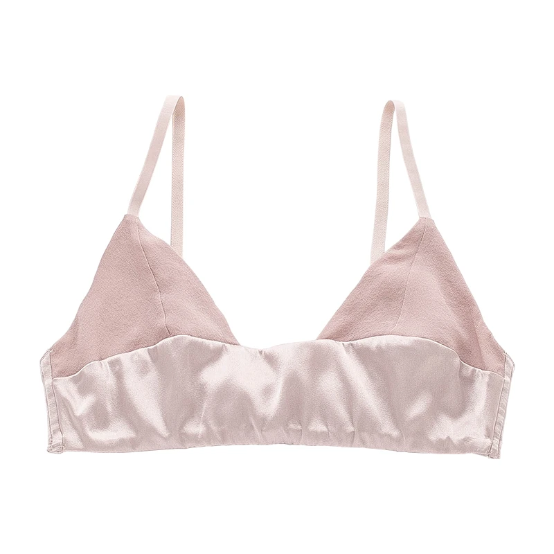 迪卡魅莎桑蚕丝法式三角杯文胸无钢圈无海绵薄款夏季小胸性感内衣