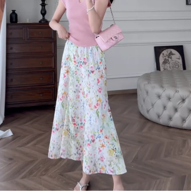 春设 花开有时 浪漫剪花工艺 镂空蕾丝鱼尾半身裙显瘦百搭夏季