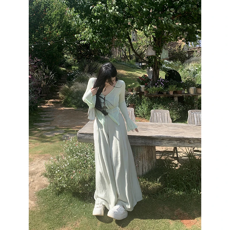 黑泽玄七微胖mm2023夏季新款高腰垂感阔腿薄款女裤98232XXK4077