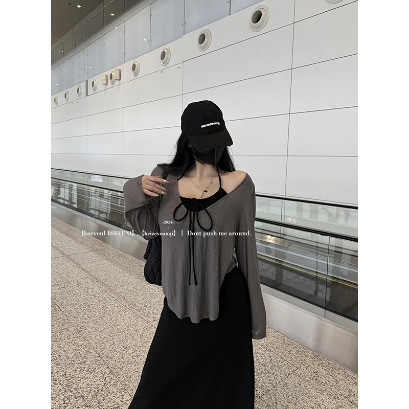 黑泽玄七防晒罩衫上衣夏季微胖显瘦纯欲辣妹时尚透气薄款宽松女