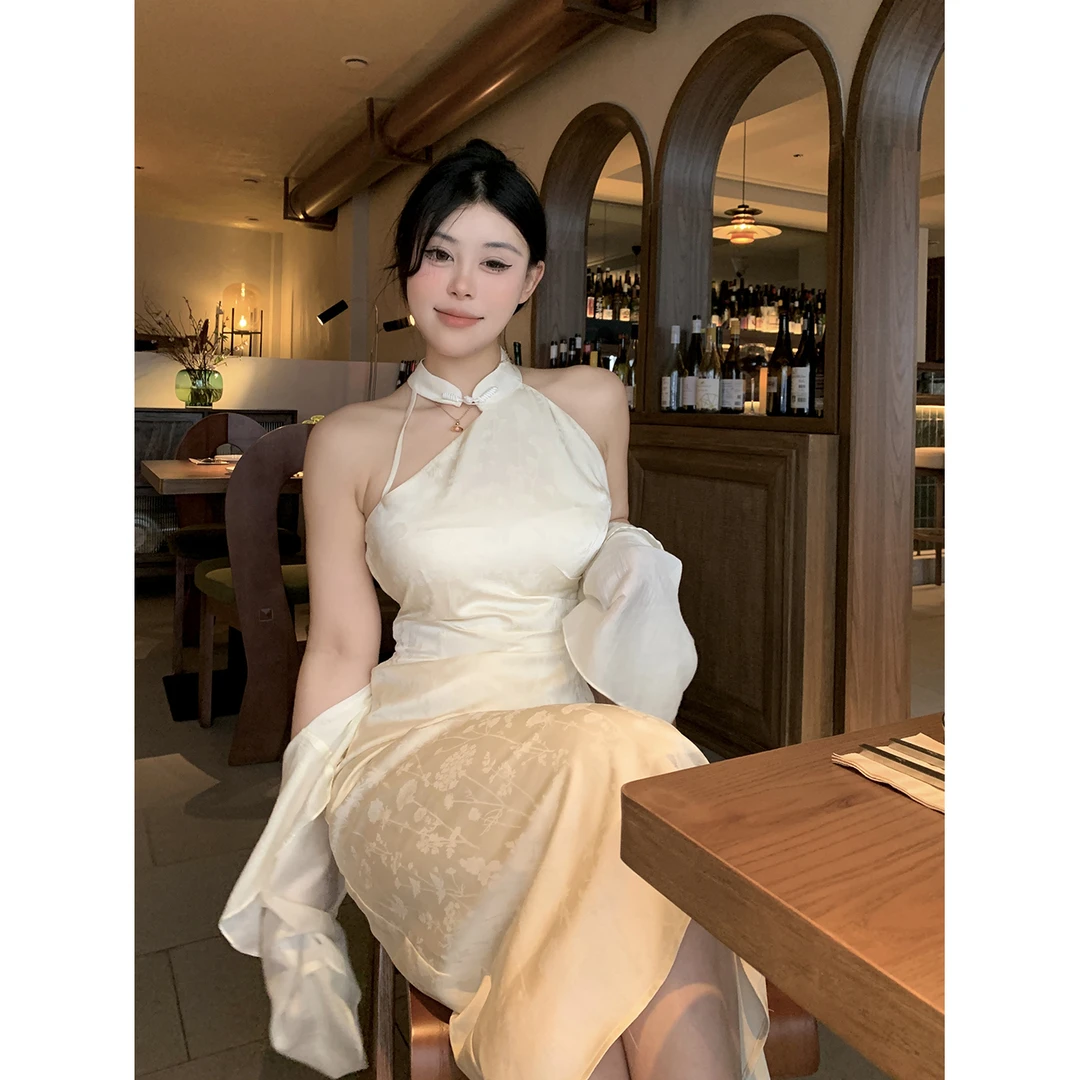黑泽玄七 新中式改良古风连衣裙显瘦小众裙子女98232L1510/D5734