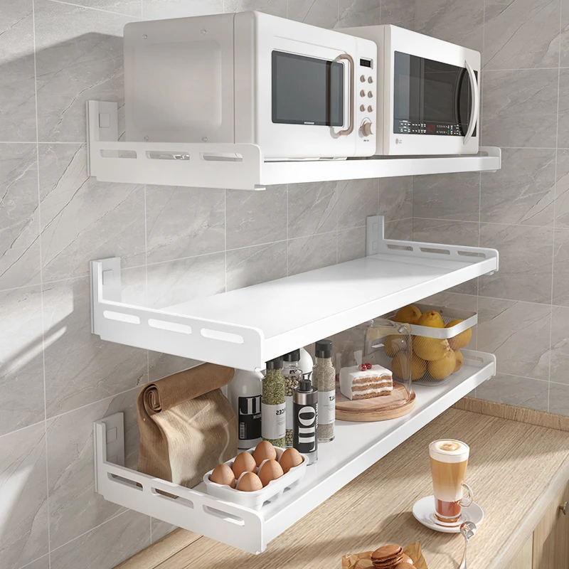 厨房置物架免打孔分层调味料上墙用品大全家用白色多功能收纳架