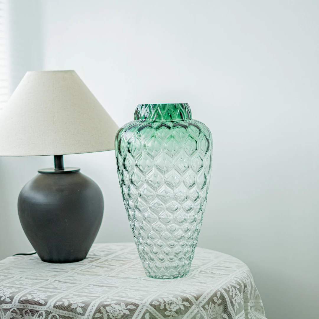 美式现代轻奢创意渐变绿色蜂窝水培花瓶插花器家用客厅装饰摆件