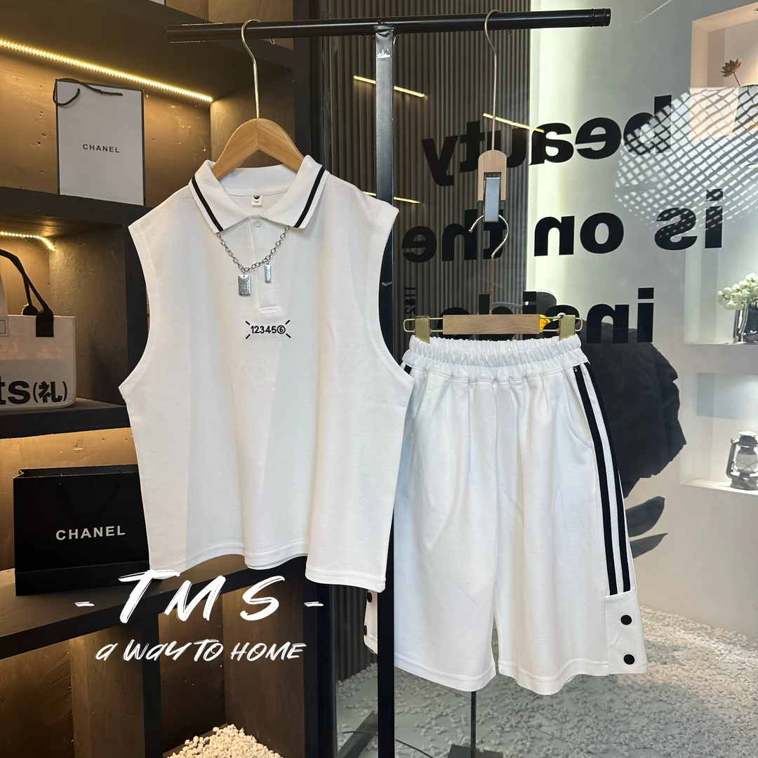 夏新品青少年装男女童亲子套装美式街头风短裤套装休闲运动套