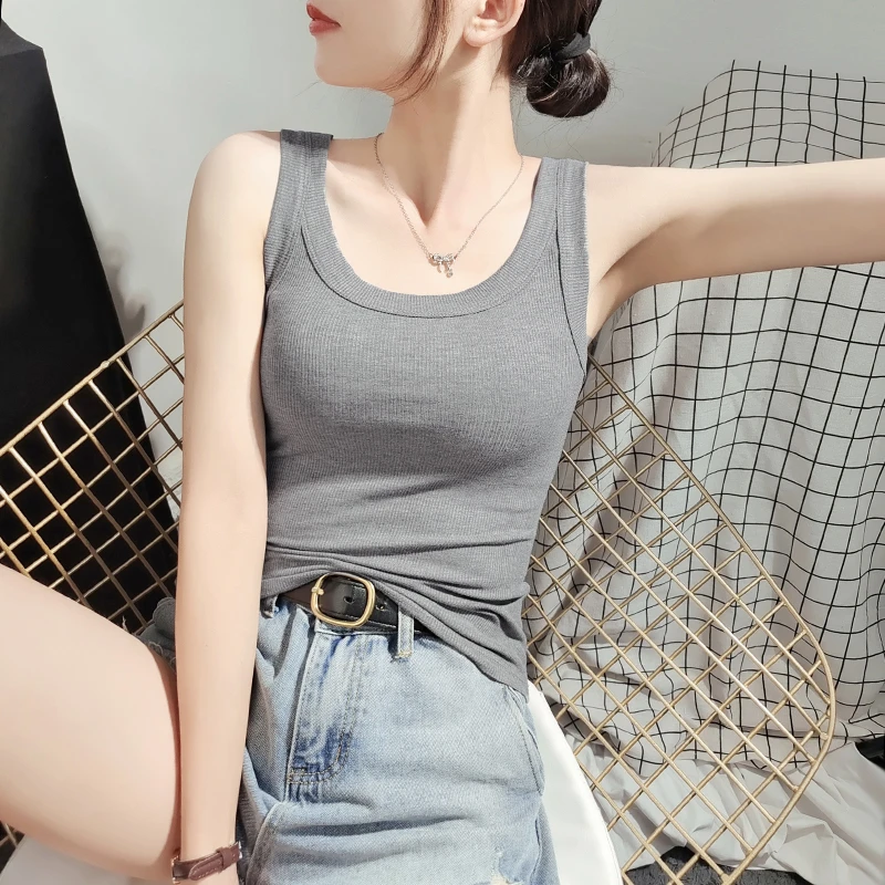 2023吊带小背心女螺纹修身无袖打底夏季网红内搭质感外穿上衣新款