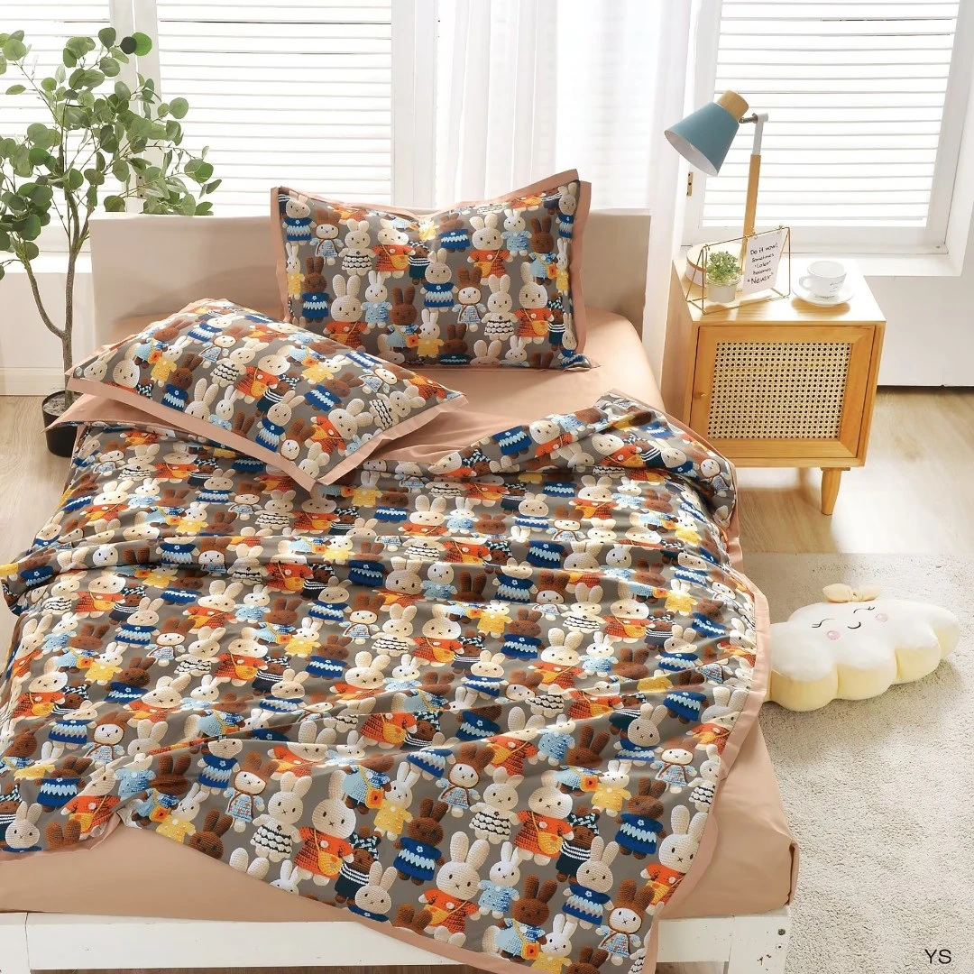 N2038标准13376纯棉单人被套幸运兔150*200 高密度柔软床上用品