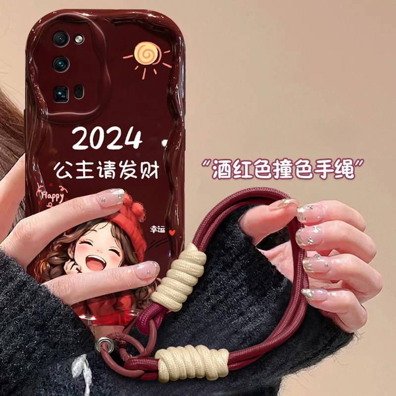 适用2024公主请发财荣耀30pro+手机壳EBG-AN00保护套30pro女新年
