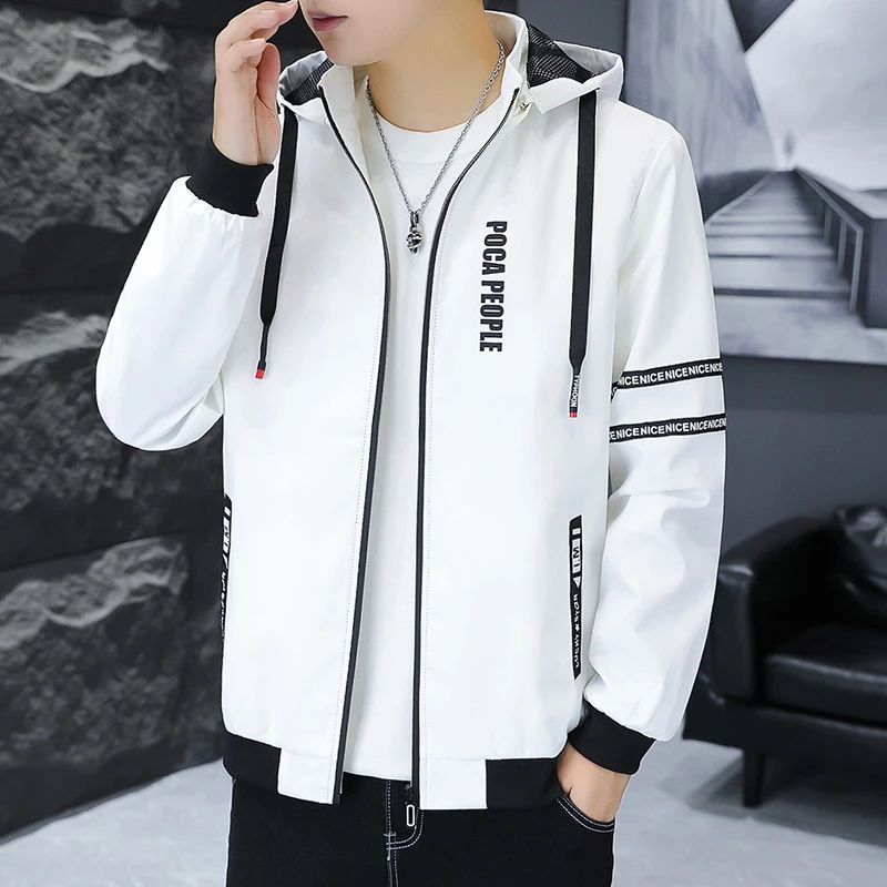 男士新款夹克外套套装ins潮连帽外套上衣男（可选加绒加厚款）6812