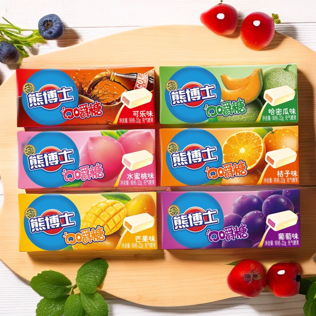 徐福记熊博士口嚼糖22g*12条葡萄哈密瓜水蜜桃芒果味儿童糖果SC