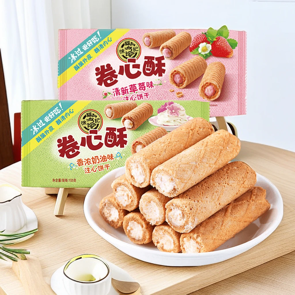 徐福记蛋卷奶油草莓味下午茶饼干零食点心