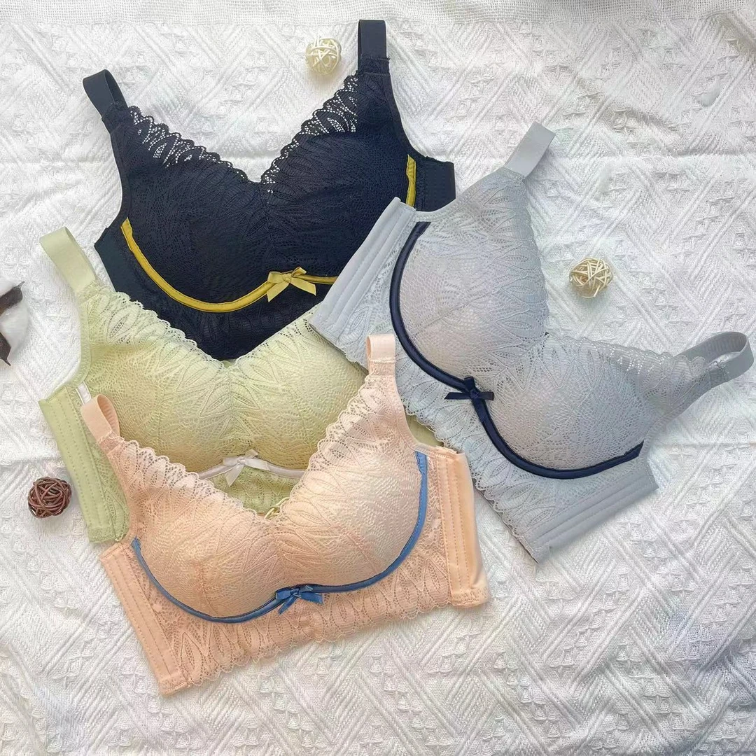 调整型小胸聚拢显大养护针织内衣女中厚收副乳防外扩蕾丝圈文胸罩