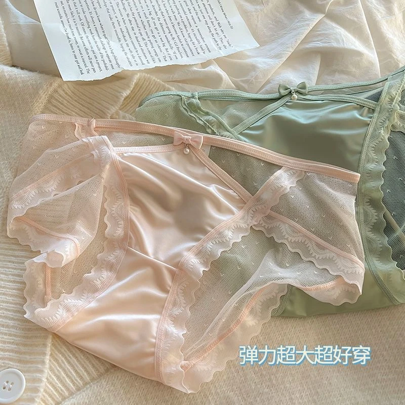 日系秋冬纯欲风~镂空性感蕾丝无痕中腰舒适无痕法式三角女士内裤