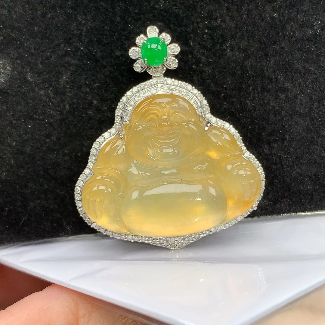 翡翠吊坠(赠链)18K金镶嵌