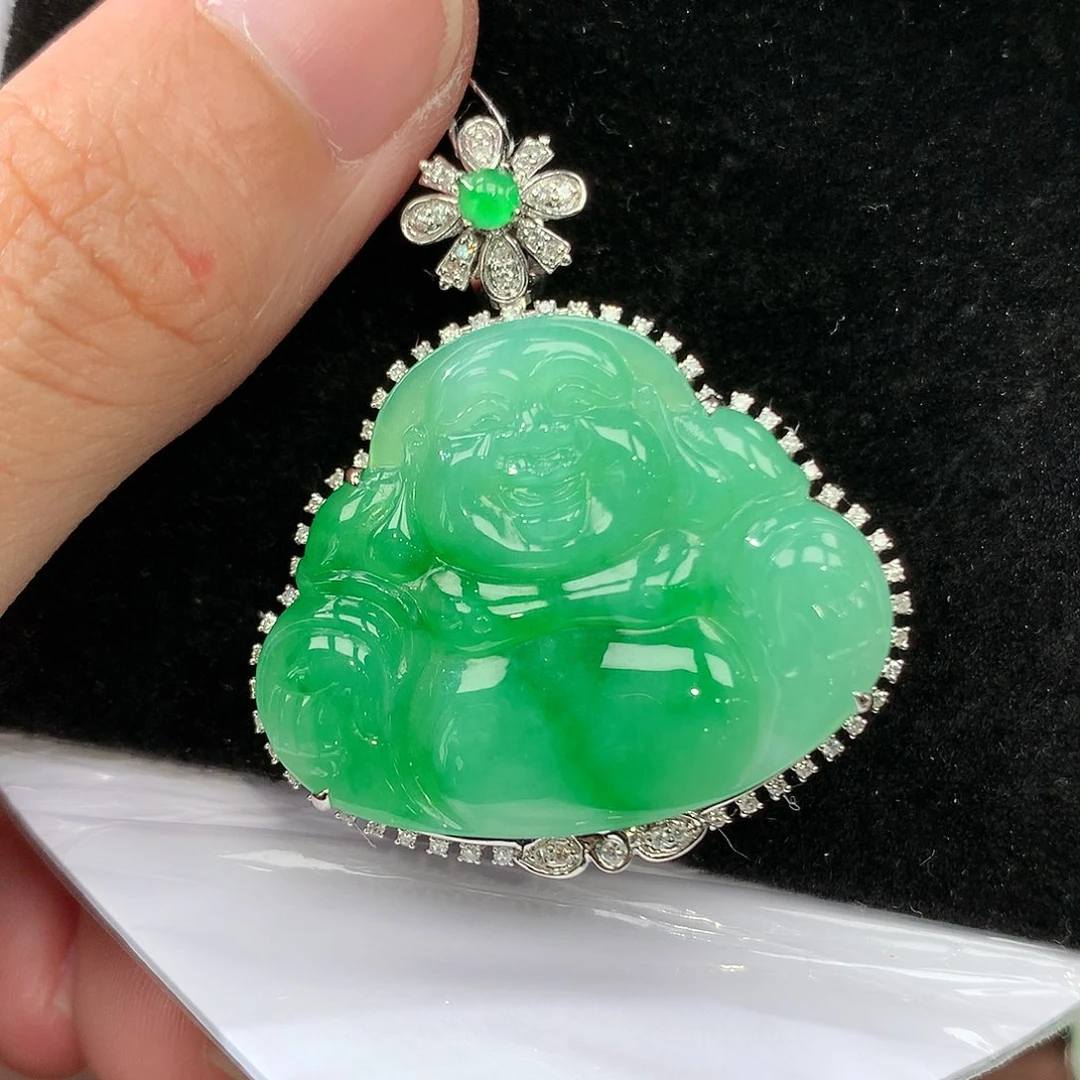 翡翠吊坠(赠链)18K金镶嵌