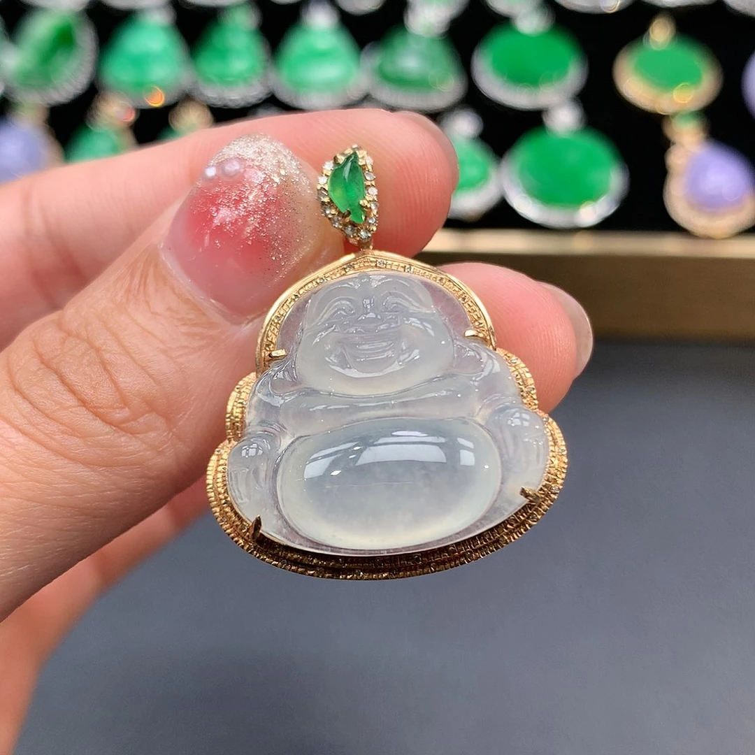 翡翠吊坠(赠链)18K金镶嵌